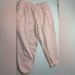 Nike Pink Fleece Joggers with White Drawcord